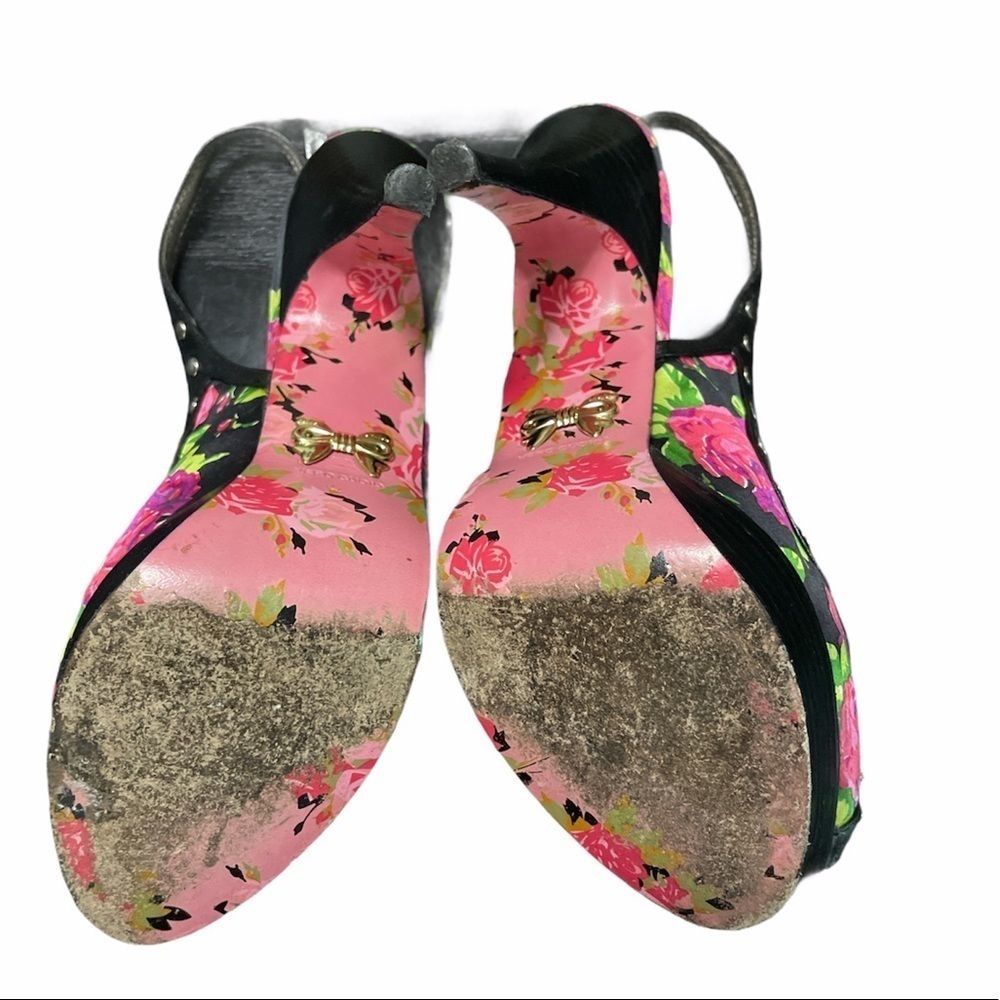 Betsey Johnson platform peep toe floral pumps 7.5 - Picture 5 of 10
